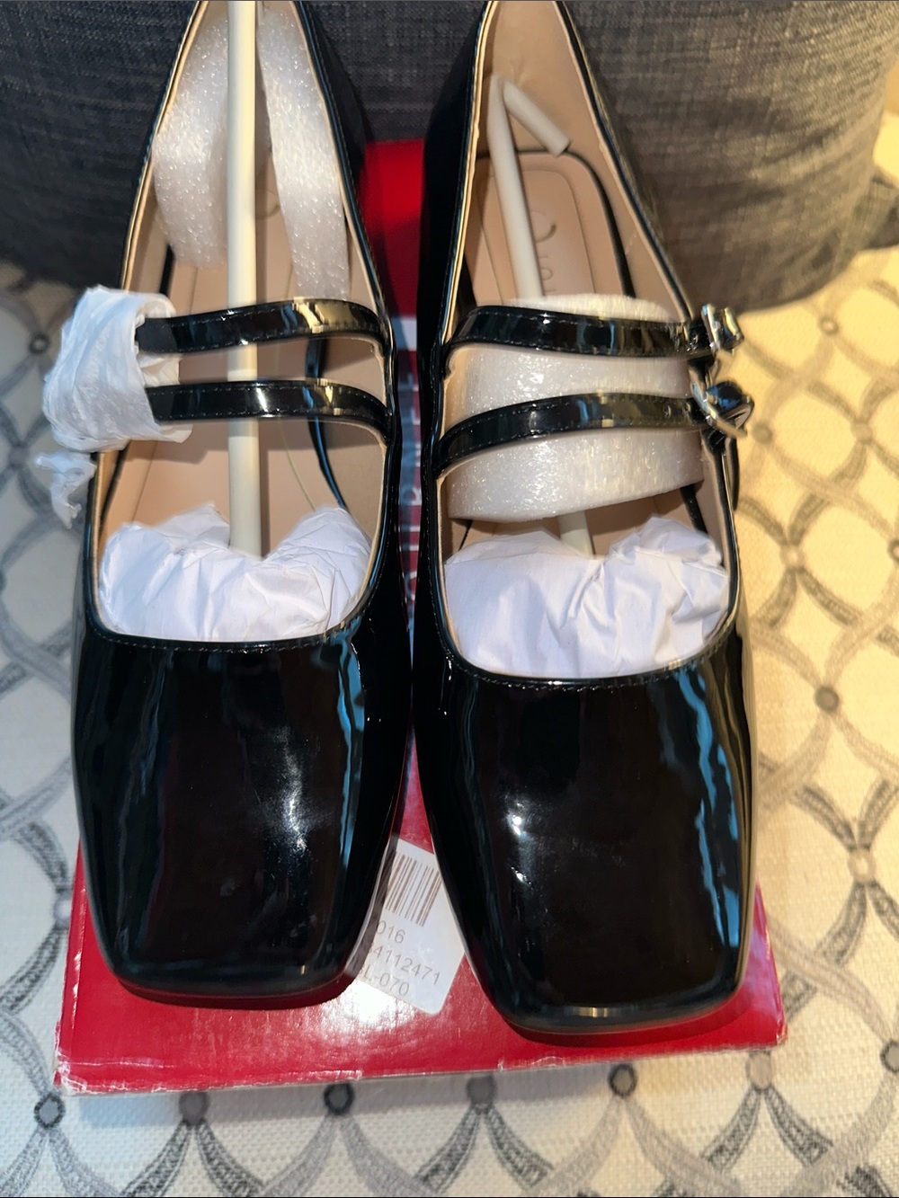 Journee Collection Black Patent Double-Strap Square Toe Flats